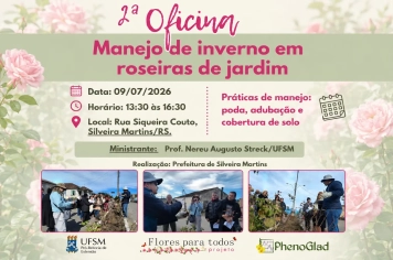 Projeto Flores para Todos promove oficina gratuita sobre manejo de roseiras em Silveira Martins